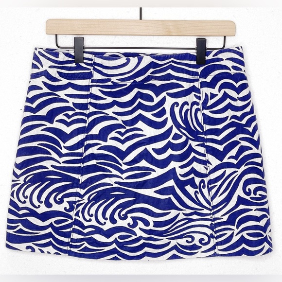 Lilly Pulitzer Maida On The Horizon Bright Navy Jacquard Faux Wrap Mini Skirt - Picture 2 of 8